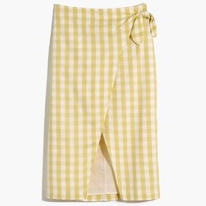 MADEWELL Sarong Wrap Midi Skirt Oro Gingham Check